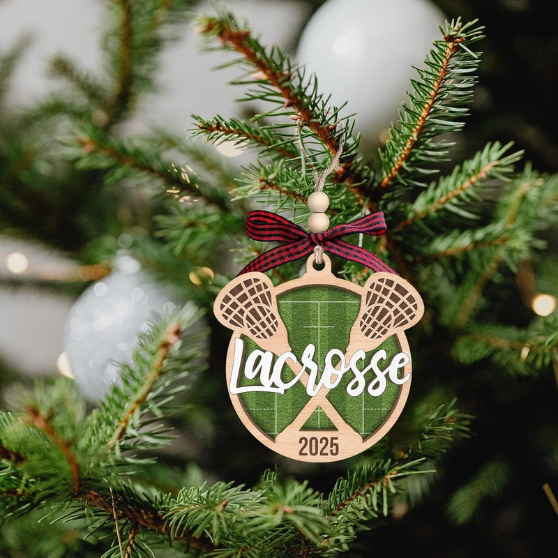 SUCHAGIFT Lacrosse Christmas Ornament - Lacrosse Ornaments for Christmas Tree, Sports Ornaments - Boys Girls Sports Gifts for Lovers - Wood Ornament 2025 - Image 4